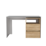 Escritorio Rookie Blanco y Fresno 120x75cm con Dos Cajones y con Organizador de Libros - ESCRITORIOS | Bylmo