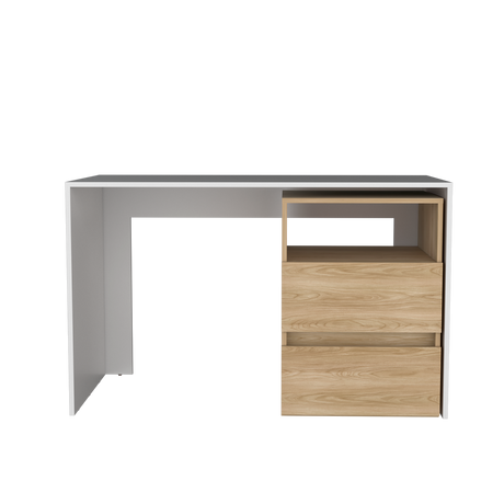 Escritorio Rookie Blanco y Fresno 120x75cm con Dos Cajones y con Organizador de Libros - ESCRITORIOS | Bylmo