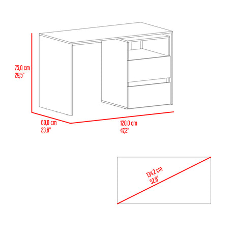 Escritorio Rookie Blanco y Fresno 120x75cm con Dos Cajones y con Organizador de Libros - ESCRITORIOS | Bylmo