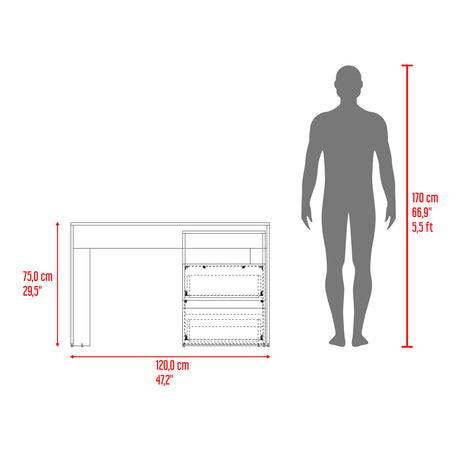 Escritorio Rookie Blanco y Fresno 120x75cm con Dos Cajones y con Organizador de Libros - ESCRITORIOS | Bylmo