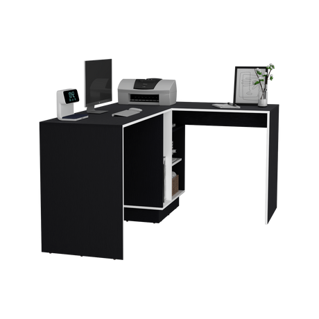 Escritorio en L Rookie Blanco y Wengue 151.5x76.5cm con Organizador de Libros - ESCRITORIOS | Bylmo