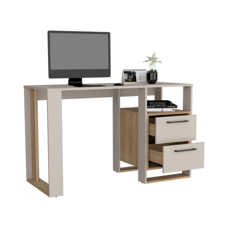Escritorio Verlot Capri y Fresno 120x75cm con Dos Cajones y con Organizador de Libros - ESCRITORIOS | Bylmo
