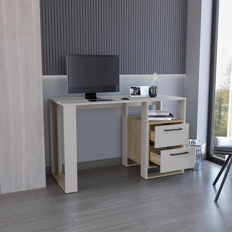 Escritorio Verlot Capri y Fresno 120x75cm con Dos Cajones y con Organizador de Libros - ESCRITORIOS | Bylmo