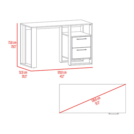 Escritorio Verlot Capri y Fresno 120x75cm con Dos Cajones y con Organizador de Libros - ESCRITORIOS | Bylmo