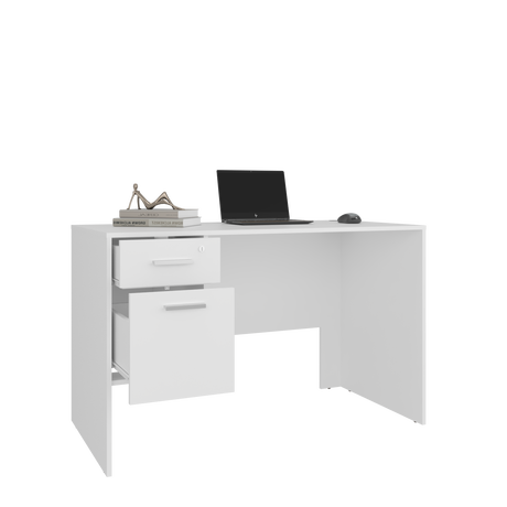 Escritorio Millier Blanco 120x75cm con Dos Cajones y con Organizador de Libros - ESCRITORIOS | Bylmo