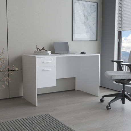 Escritorio Millier Blanco 120x75cm con Dos Cajones y con Organizador de Libros - ESCRITORIOS | Bylmo