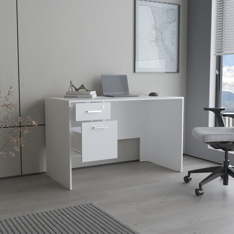 Escritorio Millier Blanco 120x75cm con Dos Cajones y con Organizador de Libros - ESCRITORIOS | Bylmo