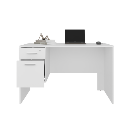 Escritorio Millier Blanco 120x75cm con Dos Cajones y con Organizador de Libros - ESCRITORIOS | Bylmo