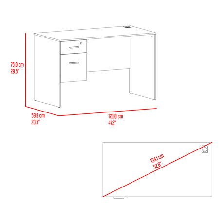 Escritorio Millier Bardolino 120x75cm con Dos Cajones y con Organizador de Libros - ESCRITORIOS | Bylmo