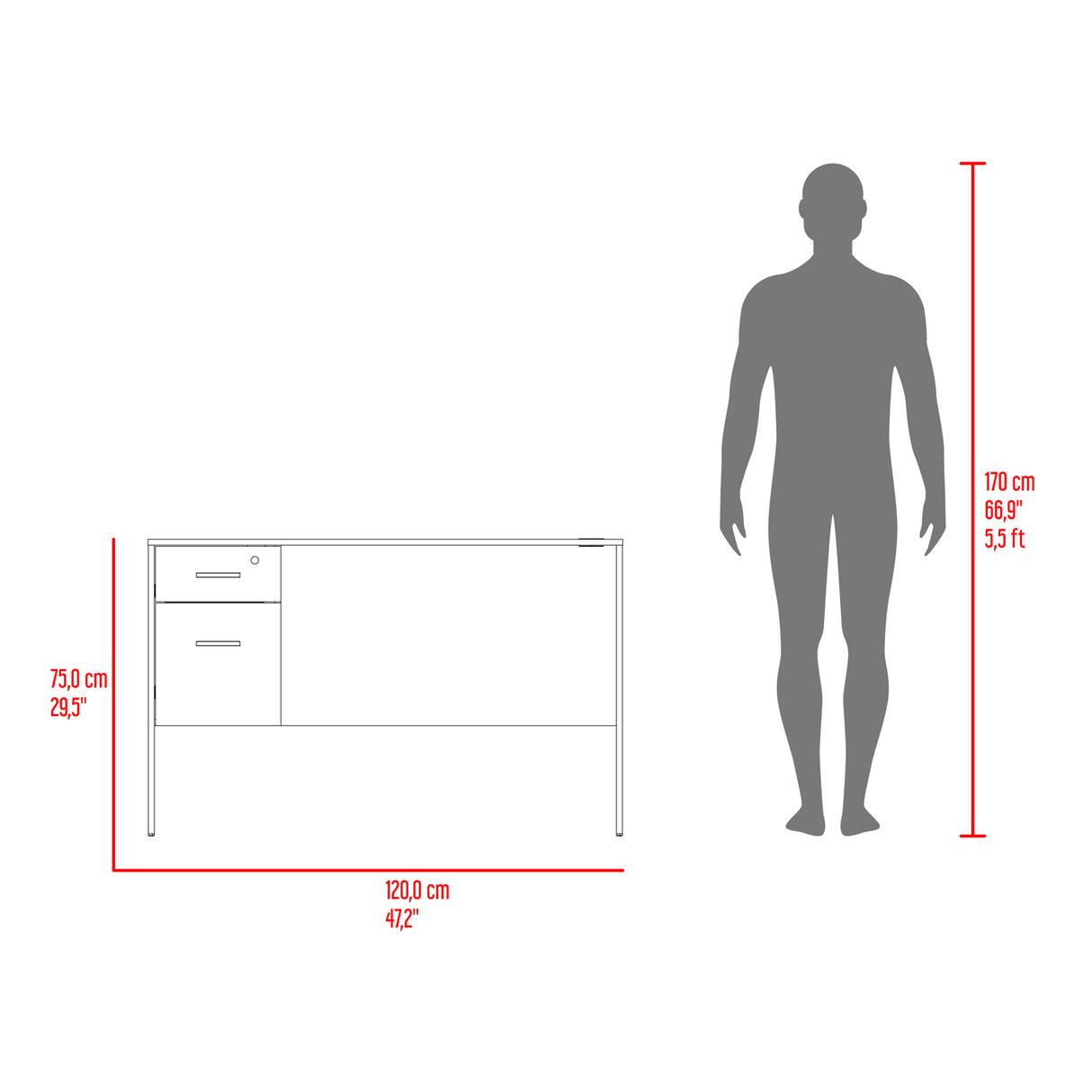 Escritorio Millier Bardolino 120x75cm con Dos Cajones y con Organizador de Libros - ESCRITORIOS | Bylmo