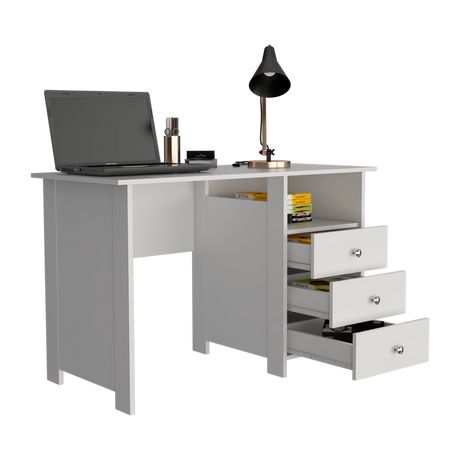 Escritorio Bianco Blanco 120x75cm con Tres Cajones y con Organizador de Libros - ESCRITORIOS | Bylmo