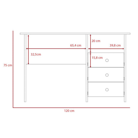 Escritorio Bianco Blanco 120x75cm con Tres Cajones y con Organizador de Libros - ESCRITORIOS | Bylmo