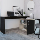 Escritorio en L Axis Wengue y Niebla 151.5x76.5cm con Organizador de Libros - ESCRITORIOS | Bylmo