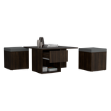 Mesa de Centro Lucien Nogal 80x45cm con Dos Asientos y con Compartimiento - MESAS DE CENTRO | Bylmo