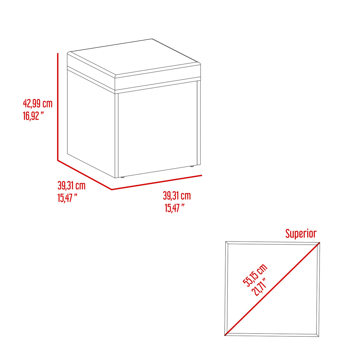 Mesa de Centro Lucien Nogal 80x45cm con Dos Asientos y con Compartimiento - MESAS DE CENTRO | Bylmo