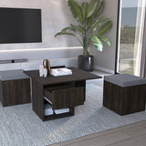 Mesa de Centro Lucien Nogal 80x45cm con Dos Asientos y con Compartimiento - MESAS DE CENTRO | Bylmo