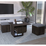 Mesa de Centro Lucien Nogal 80x45cm con Dos Asientos y con Compartimiento - MESAS DE CENTRO | Bylmo