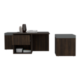 Mesa de Centro Lucien Nogal 80x45cm con Dos Asientos y con Compartimiento - MESAS DE CENTRO | Bylmo