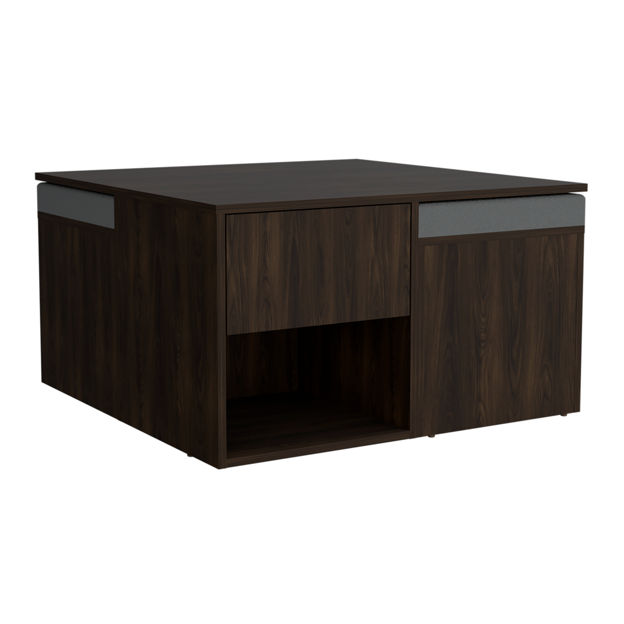 Mesa de Centro Lucien Nogal 80x45cm con Dos Asientos y con Compartimiento - MESAS DE CENTRO | Bylmo