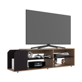 Rack de TV Solene Fresno Europeo y Wengue 150x42cm para TV Hasta 60" Pulgadas con Seis Compartimientos - MUEBLES DE TV | Bylmo