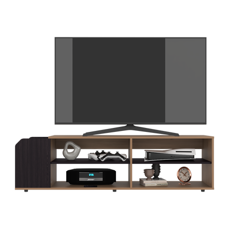 Rack de TV Solene Fresno Europeo y Wengue 150x42cm para TV Hasta 60" Pulgadas con Seis Compartimientos - MUEBLES DE TV | Bylmo