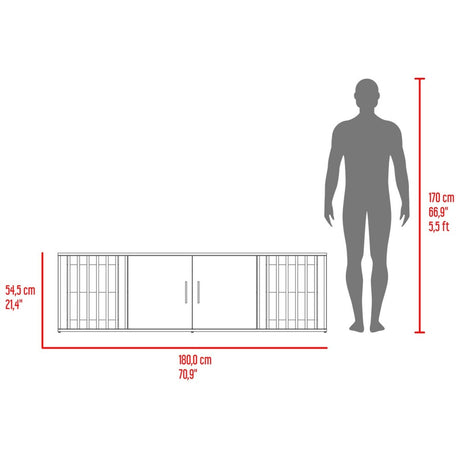 Rack de TV Brown Nogal y Wengue 180x54.5cm para TV Hasta 70" Pulgadas con Cuatro Compartimientos - MUEBLES DE TV | Bylmo