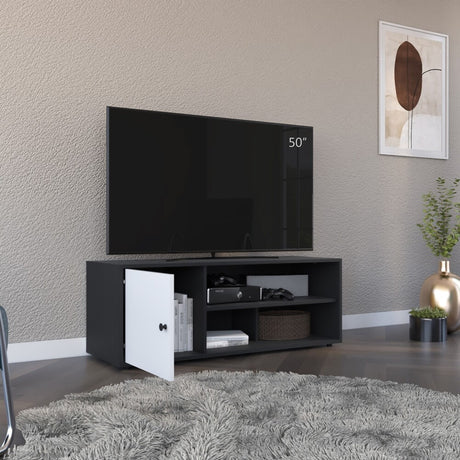 Rack de TV Noah Wengue y Blanco 120x44cm para TV Hasta 55" Pulgadas con Cinco Compartimientos - MUEBLES DE TV | Bylmo