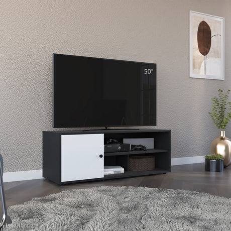 Rack de TV Noah Wengue y Blanco 120x44cm para TV Hasta 55" Pulgadas con Cinco Compartimientos - MUEBLES DE TV | Bylmo