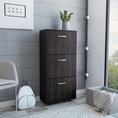 Zapatero Campora Nogal y Wengue 55x116.6cm Vertical de Tres Niveles para Dieciocho Pares - ZAPATEROS | Bylmo