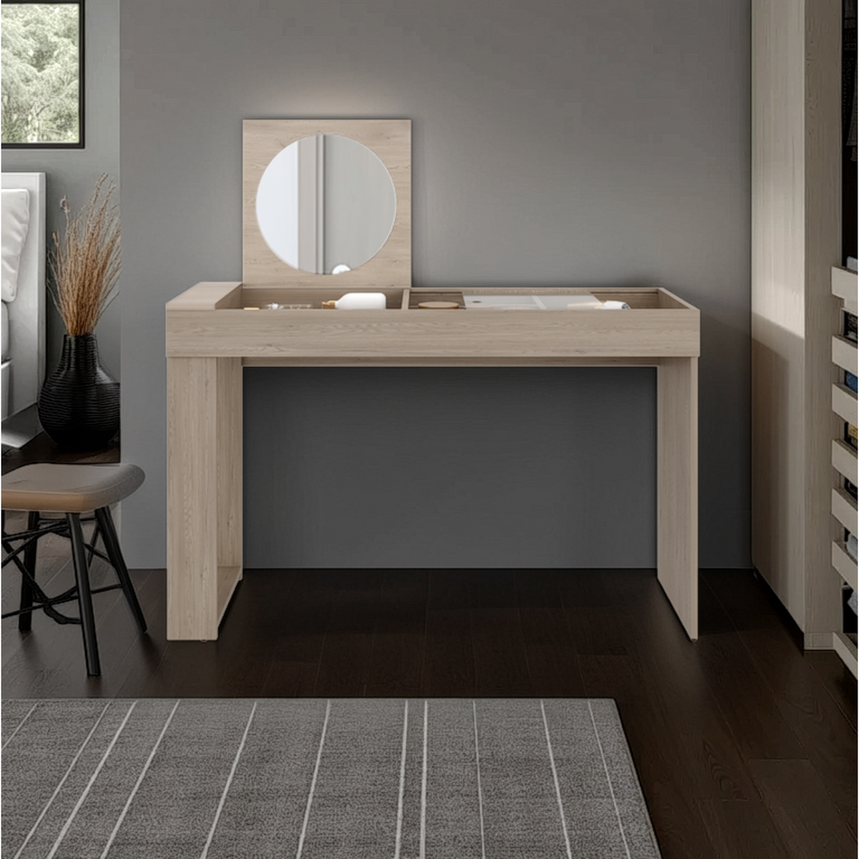 Tocador Maggie Blanco y Cotta 120.3x77cm 0 de Dos Puestos con Espejo y sin Sillas - TOCADORES | Bylmo