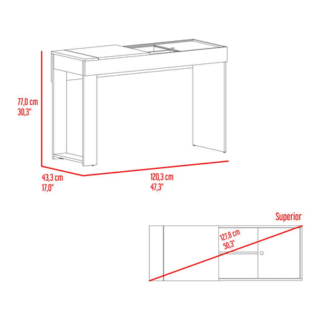 Tocador Maggie Blanco y Cotta 120.3x77cm 0 de Dos Puestos con Espejo y sin Sillas - TOCADORES | Bylmo