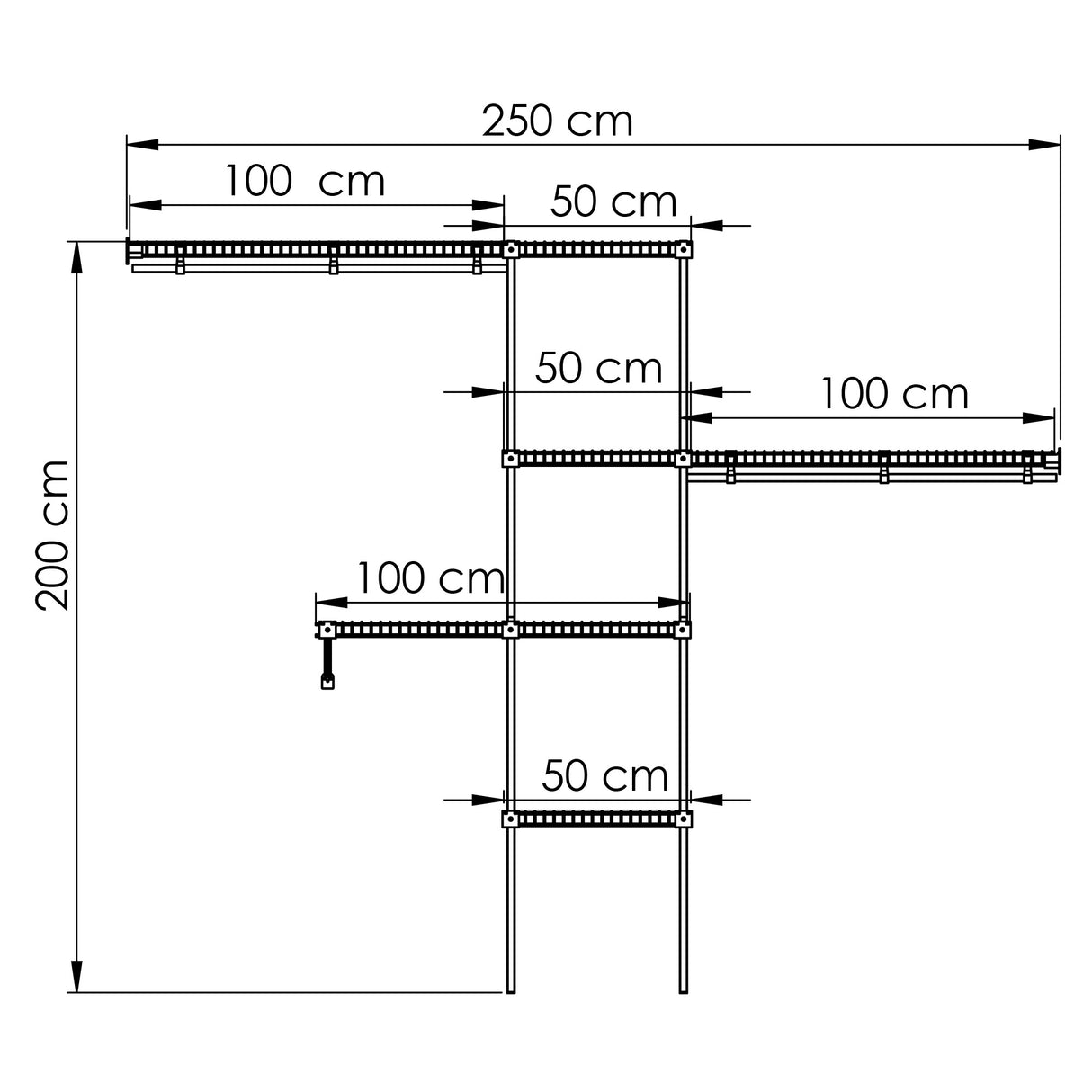 Closet Basic Blanco 250x200cm con Seis Compartimientos y con Colgadero de Ropa - CLOSETS | Bylmo