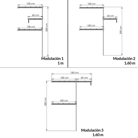 Closet Eco Negro 160x200cm con Tres Compartimientos - CLOSETS | Bylmo