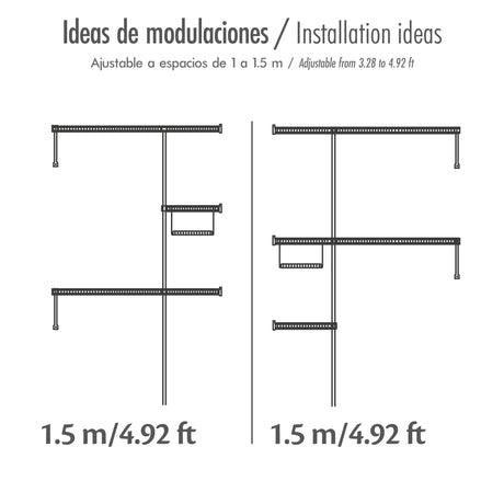 Closet Junior Negro 150x200cm con Un Cajón y con Cinco Compartimientos - CLOSETS | Bylmo