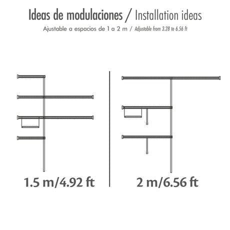 Closet Practi Blanco 200x200cm con Un Cajón con Seis Compartimientos y con Colgadero de Ropa - CLOSETS | Bylmo