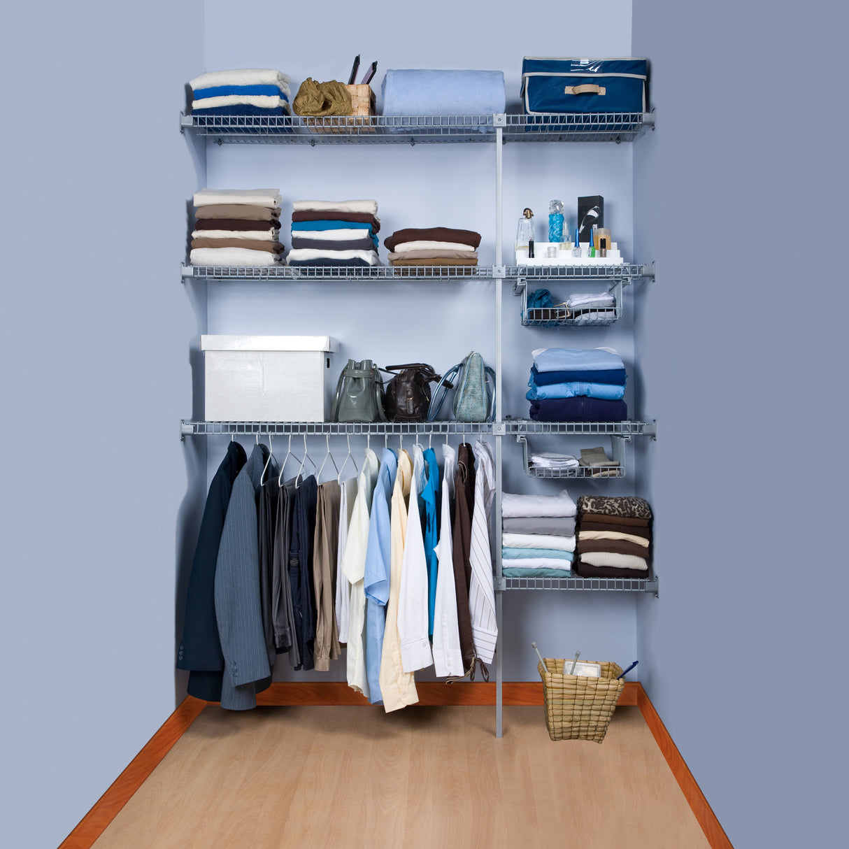 Closet Super Gris 300x200cm con Dos Cajones con Cuatro Compartimientos y con Colgadero de Ropa - CLOSETS | Bylmo