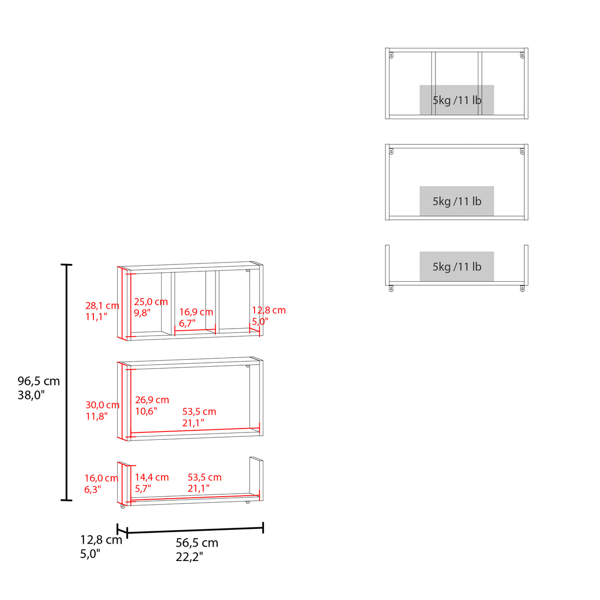 Estanteria Flotante Trego Blanco 56.5x30cm Flotante Rectangular - REPISAS | Bylmo