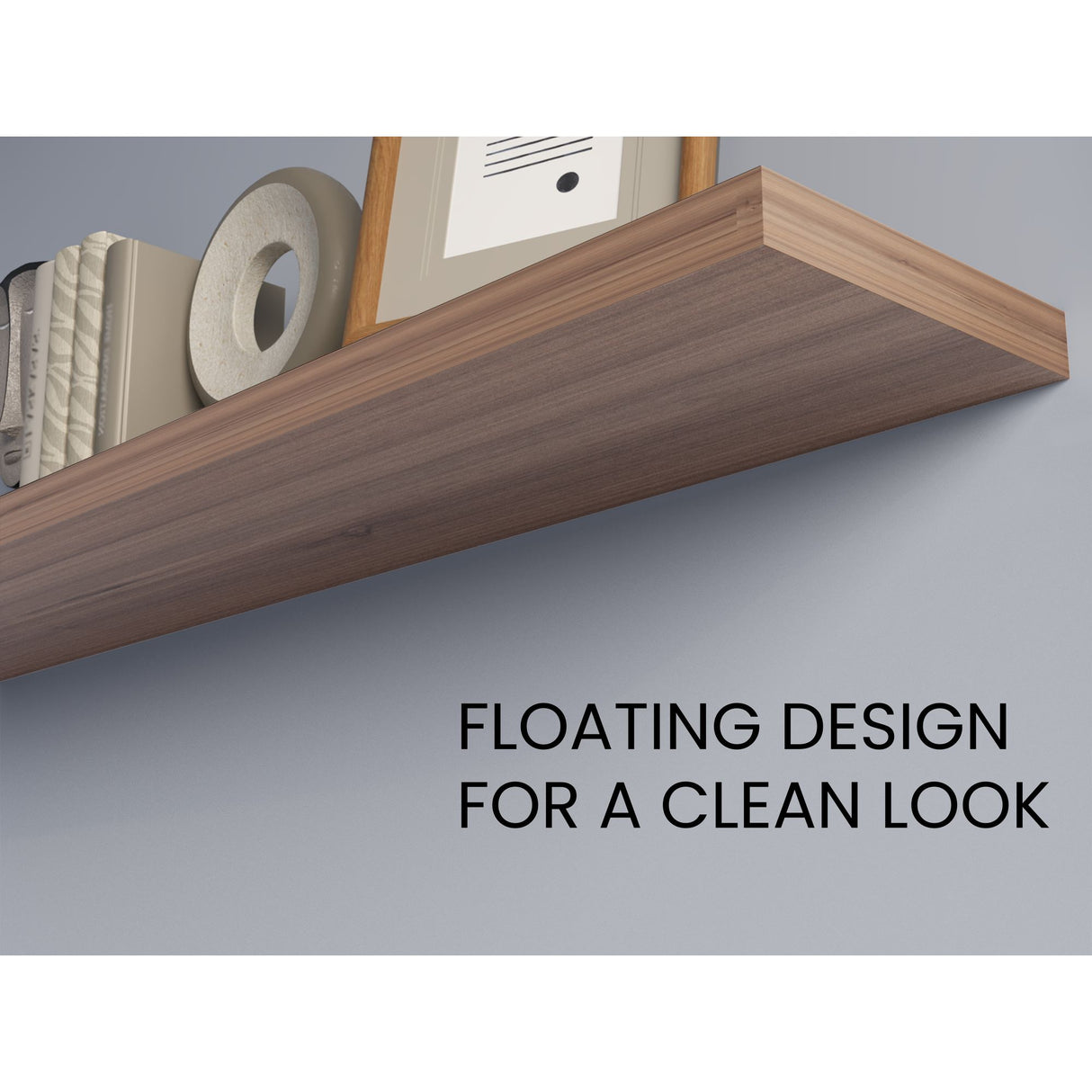 Set de 2 Repisas Café Expreso 120x3.8cm Flotante Rectangular - REPISAS | Bylmo