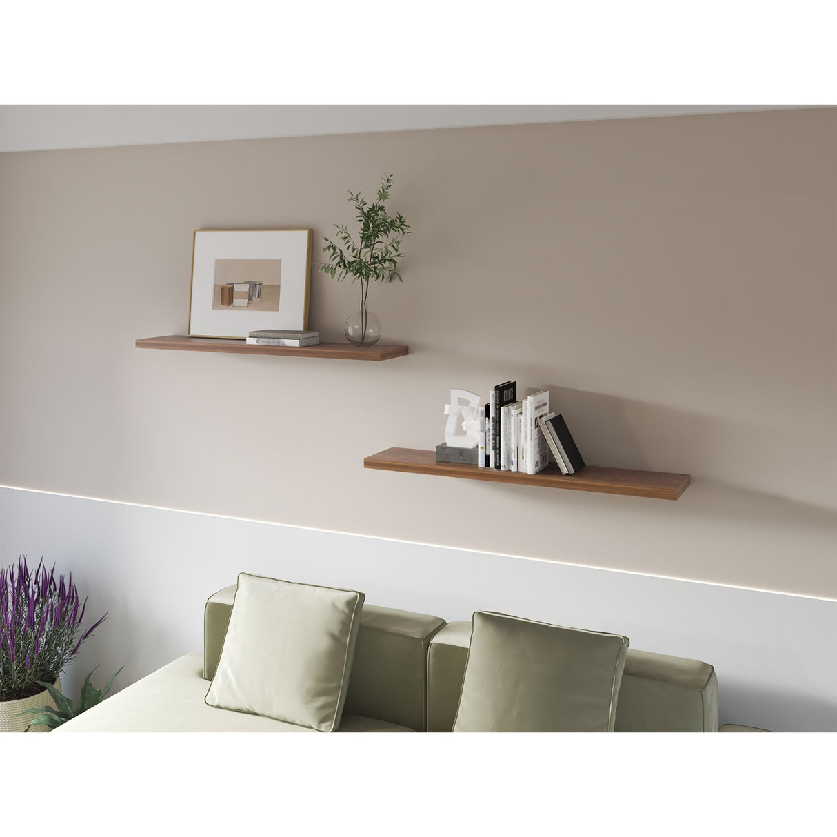 Set de 2 Repisas Caramelo 120x3.8cm Flotante Rectangular - REPISAS | Bylmo