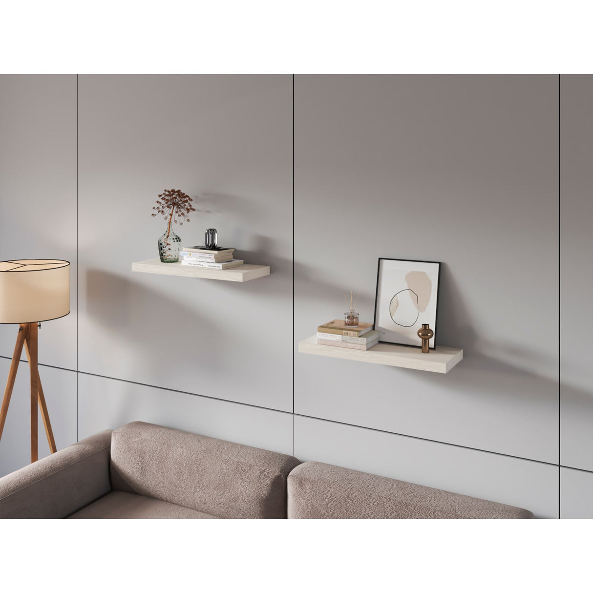 Set de 2 Repisas Niebla 80x3.8cm Flotante Rectangular - REPISAS | Bylmo