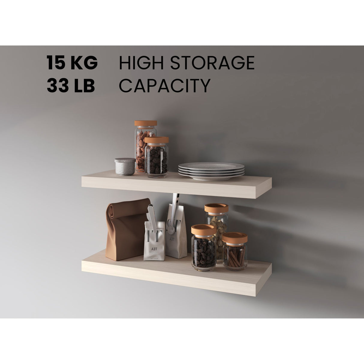 Set de 2 Repisas Niebla 80x3.8cm Flotante Rectangular - REPISAS | Bylmo