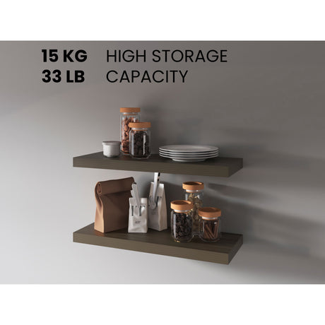 Set de 2 Repisas Olivo 80x3.8cm Flotante Rectangular - REPISAS | Bylmo