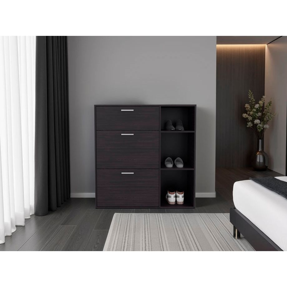 Zapatero Showie Wengue 97.1x100.6cm Horizontal para Doce Pares y de Tres Niveles - ZAPATEROS | Bylmo