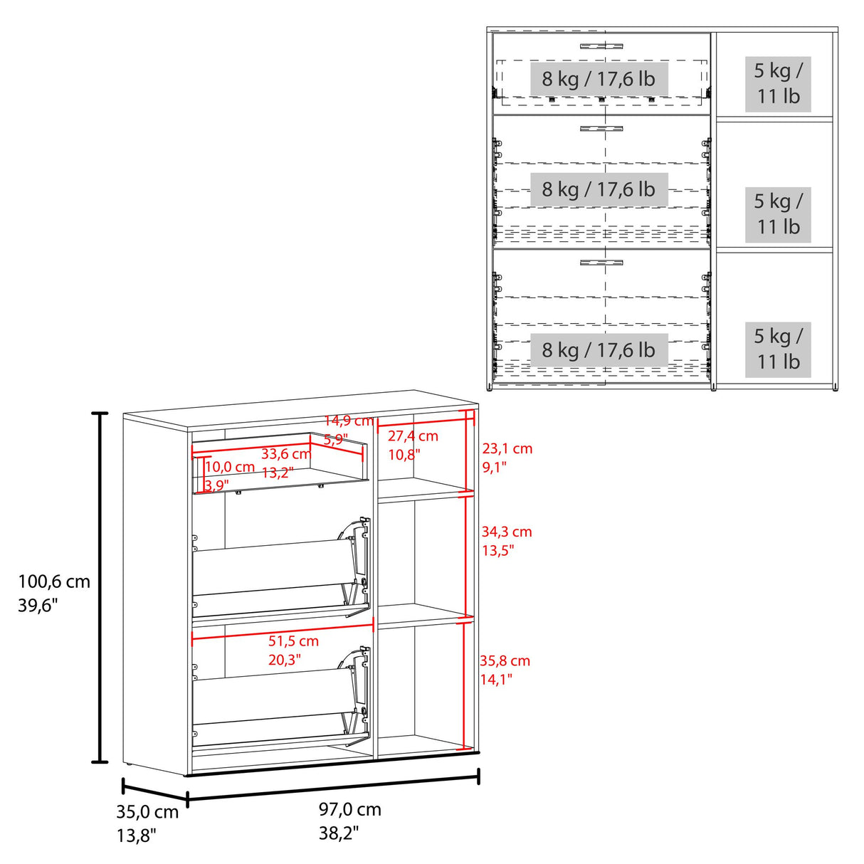 Zapatero Showie Wengue 97.1x100.6cm Horizontal para Doce Pares y de Tres Niveles - ZAPATEROS | Bylmo