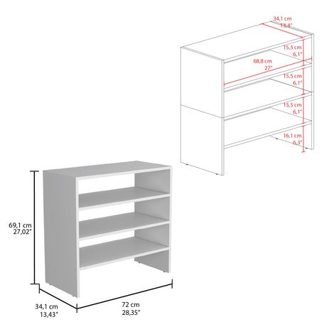 Zapatero Silpa Blanco 71.8x34.9cm Horizontal para Cuatro Pares y de Dos Niveles - ZAPATEROS | Bylmo