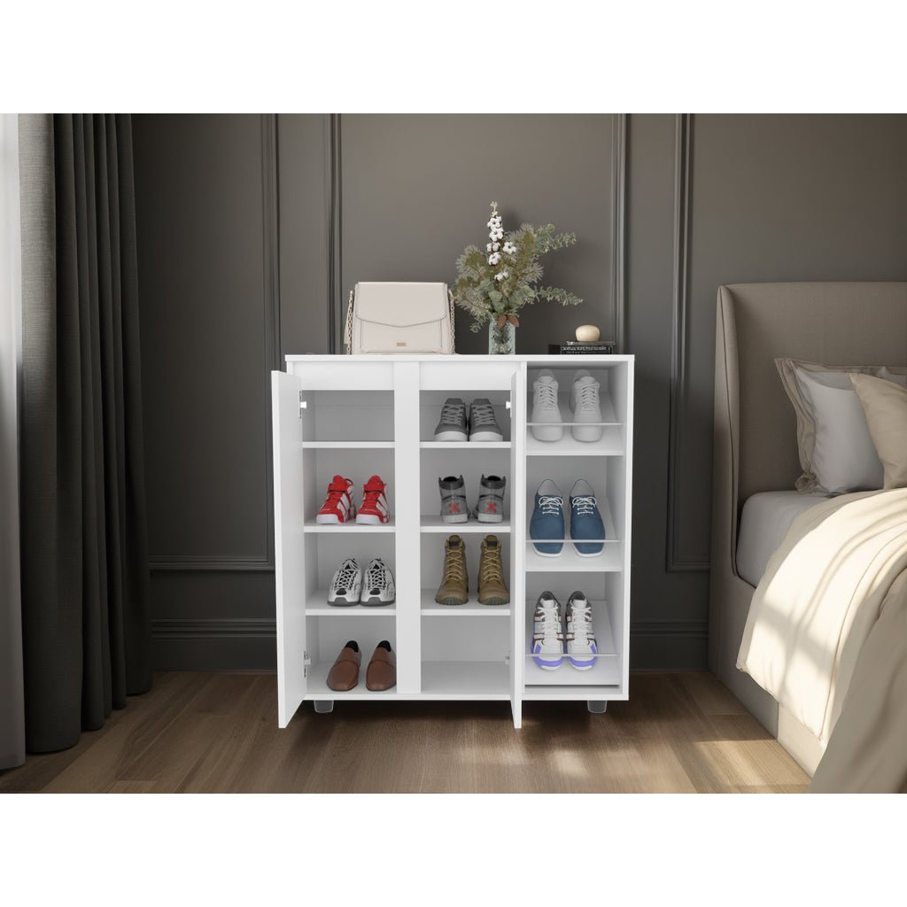 Zapatero Houck Blanco 86.5x91.5cm Horizontal para Nueve Pares y de Tres Niveles - ZAPATEROS | Bylmo