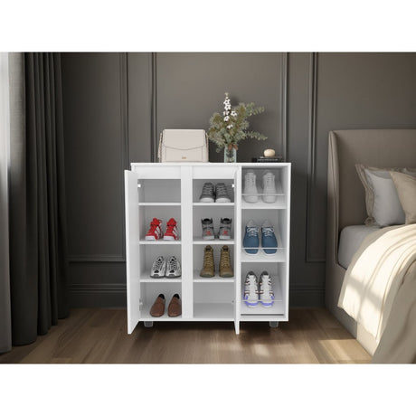 Zapatero Houck Blanco 86.5x91.5cm Horizontal para Nueve Pares y de Tres Niveles - ZAPATEROS | Bylmo