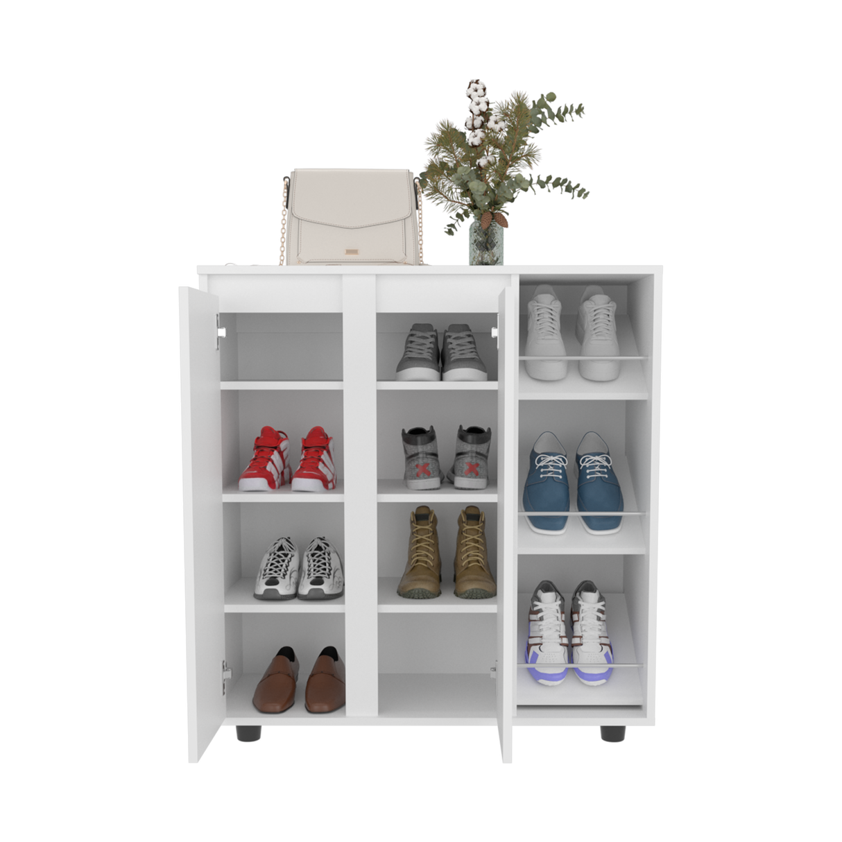 Zapatero Houck Blanco 86.5x91.5cm Horizontal para Nueve Pares y de Tres Niveles - ZAPATEROS | Bylmo