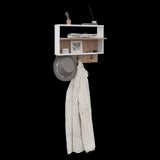 Repisa Perchero Aranjuez Blanco y Fresno Europeo 60x47.7cm Flotante con Tres Ganchos - PERCHEROS | Bylmo