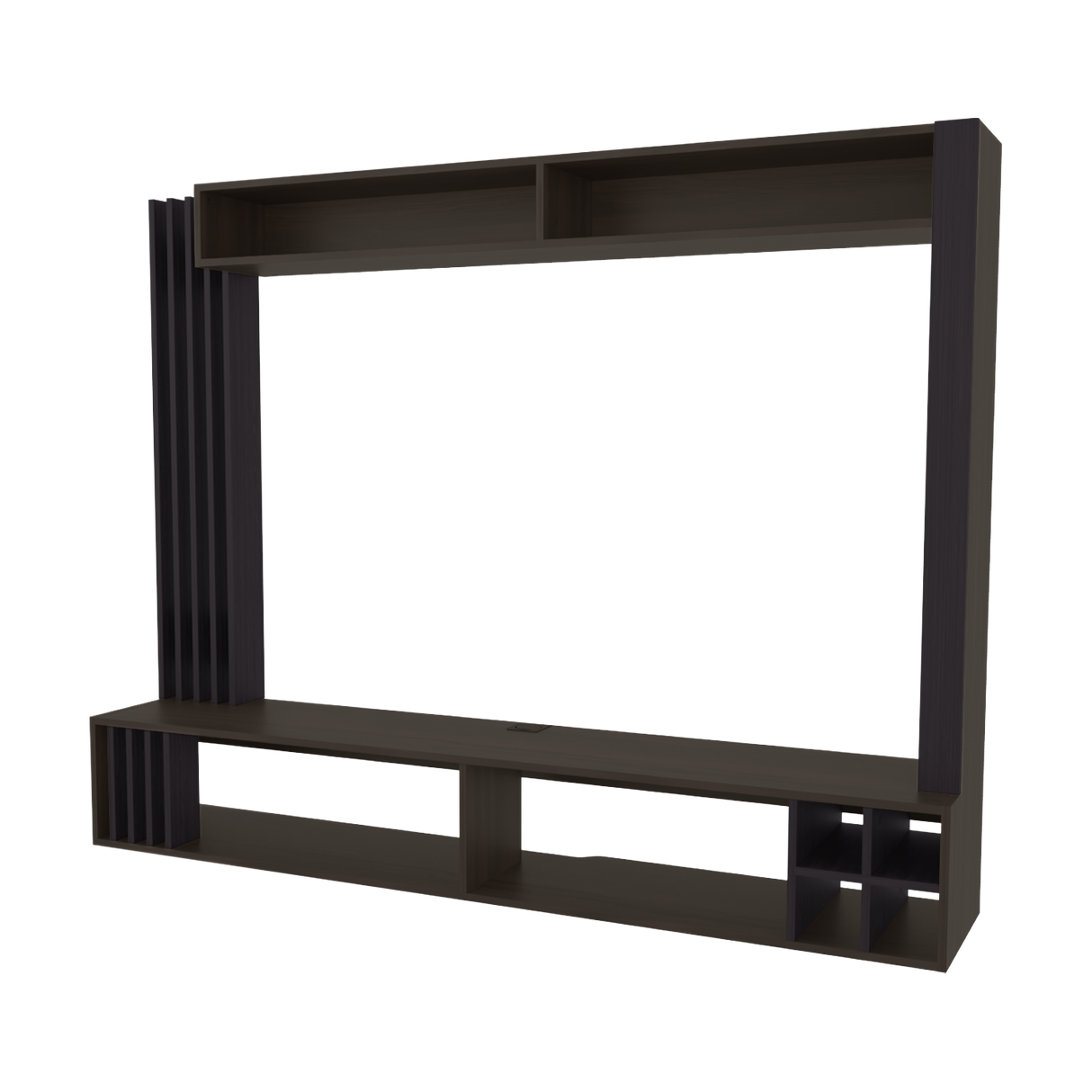Centro de Entretenimiento Bremmen Wengue y Nogal 180x140cm para TV Hasta 55 Pulgadas con Seis Compartimientos - MUEBLES DE TV | Bylmo
